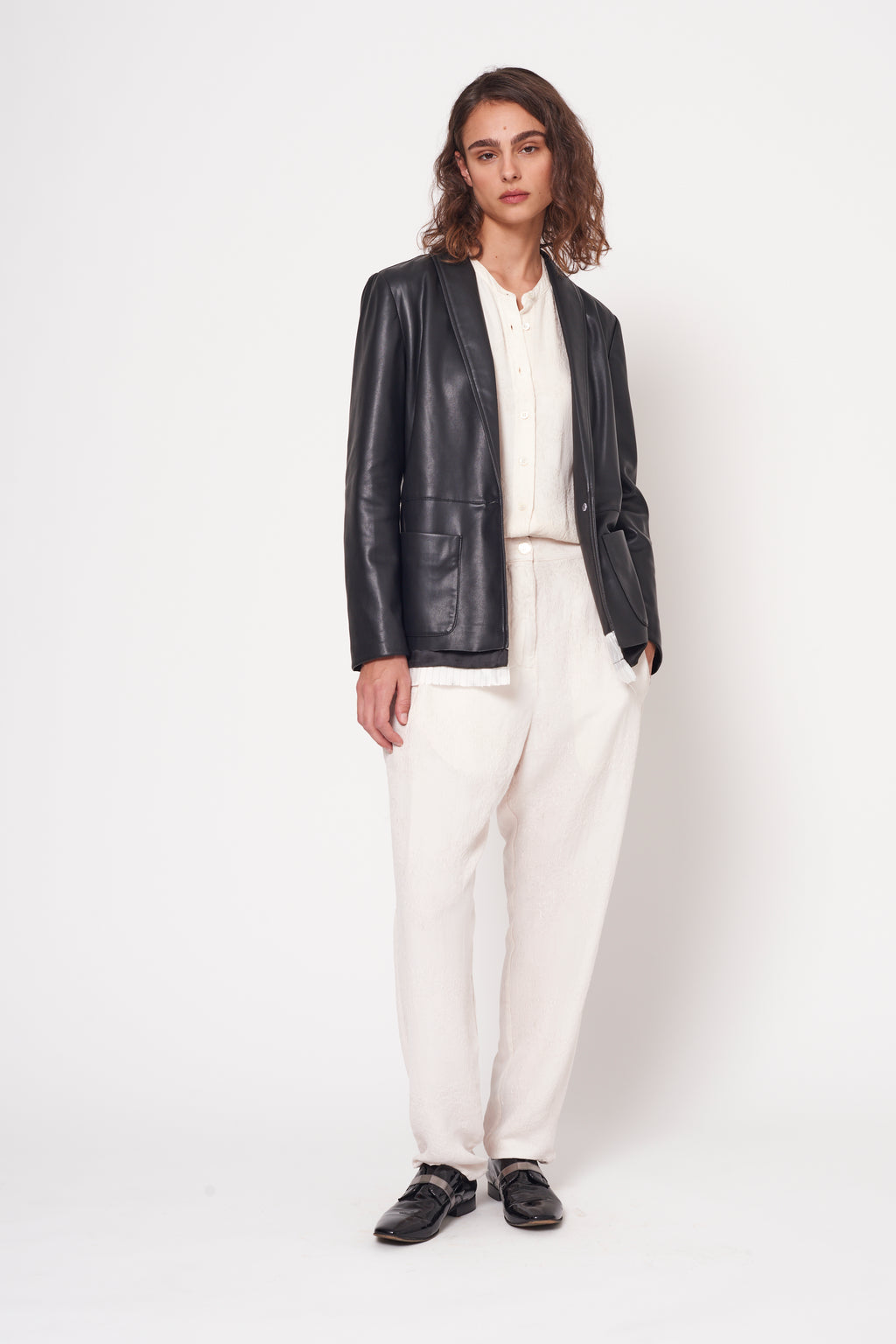 ZARA NEW WOMAN BIKER FAUX LEATHER JACKET White Cream Sz M