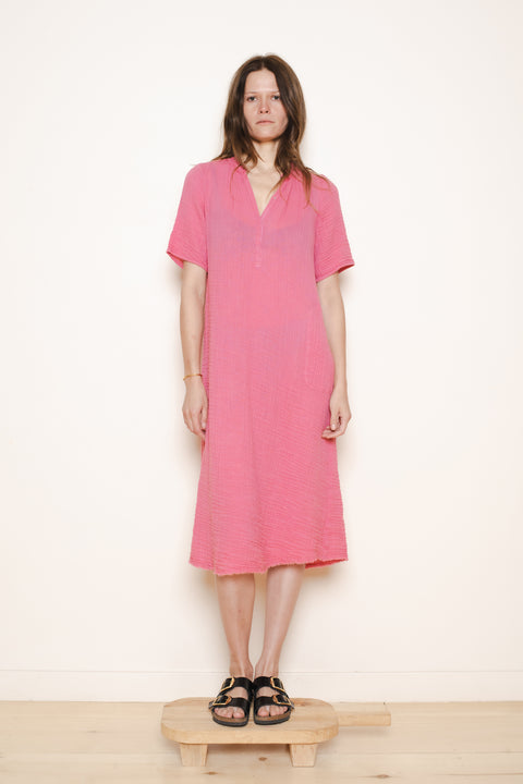 Peasant Dress Faded Cerise Gauze Medley