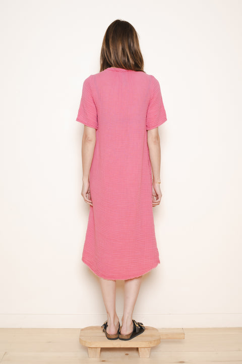 Peasant Dress Faded Cerise Gauze Medley