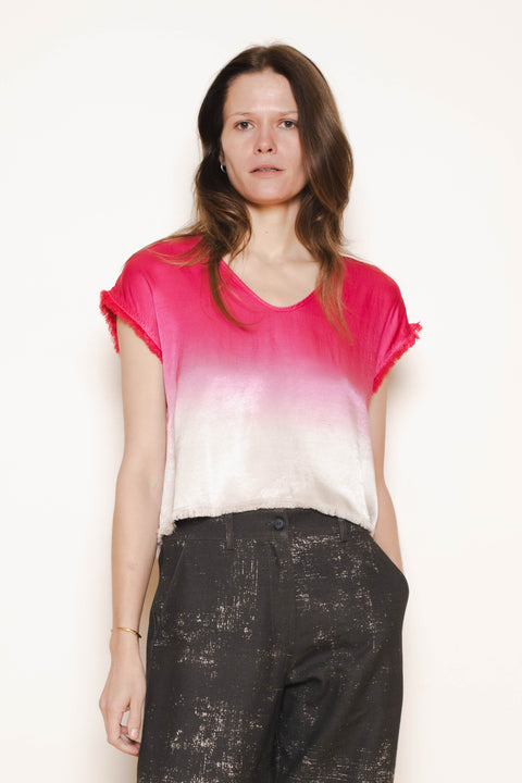 Dante Top Cerise Dipped Pebble Satin