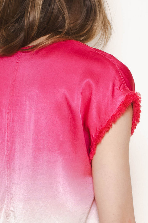 Dante Top Cerise Dipped Pebble Satin
