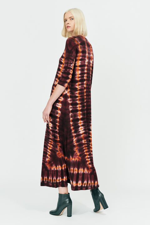 Red Hills Tie Dye Classic Jersey Drama Maxi Dress Full Back View   View 2 