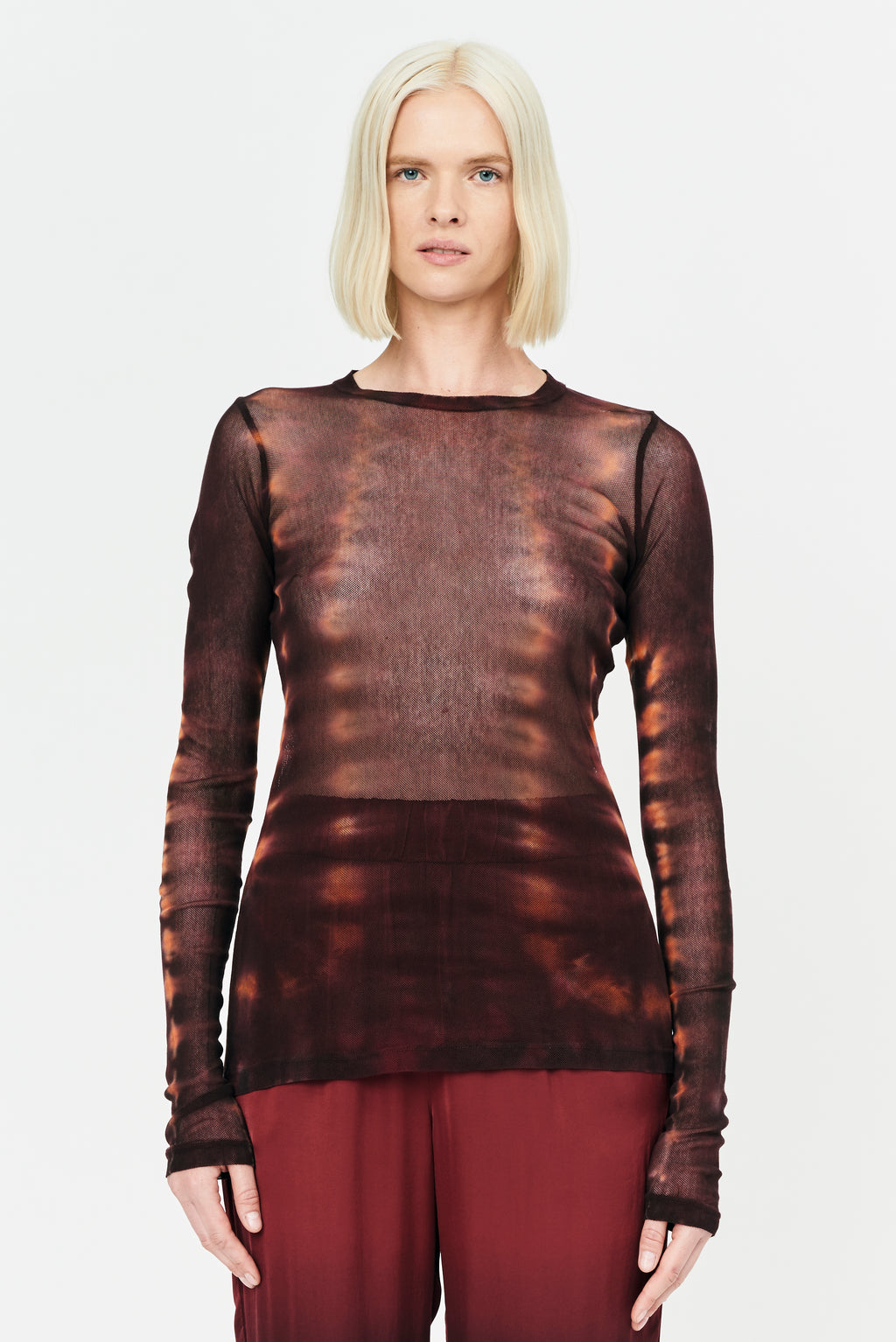 Red Hills Tie Dye Cotton Mesh Long Sleeve T Shirt – Raquel Allegra