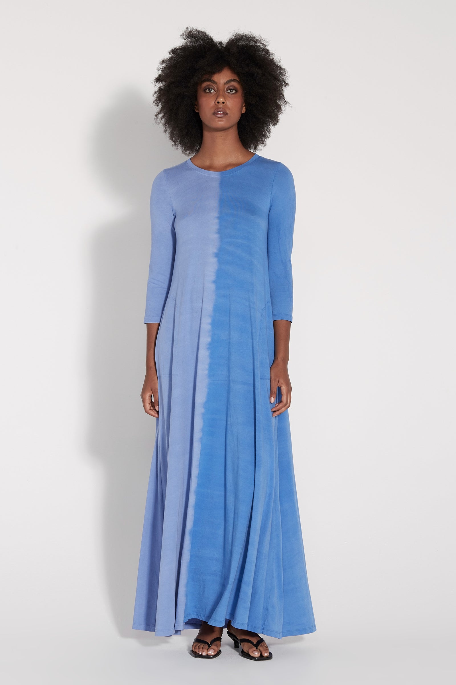 Patchwork Classic Jersey Drama Maxi Dress Full Front View 