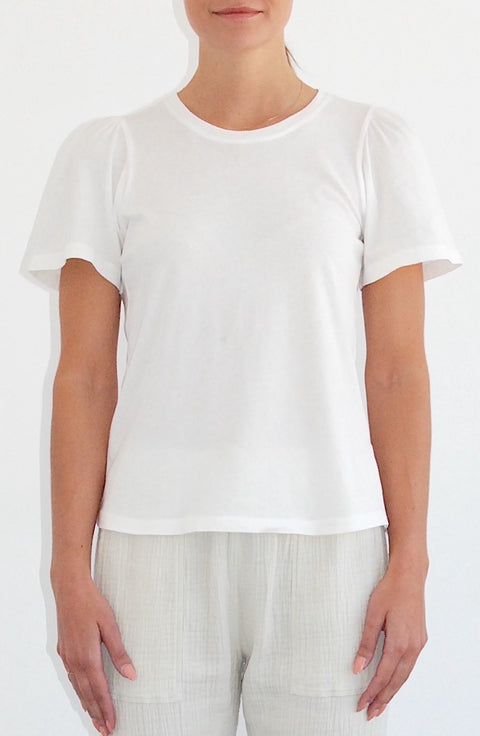 Washed White Flutter T Shirt   View 2 