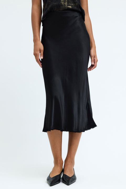 Pebble Satin Black Tinsley Bias Skirt View 1