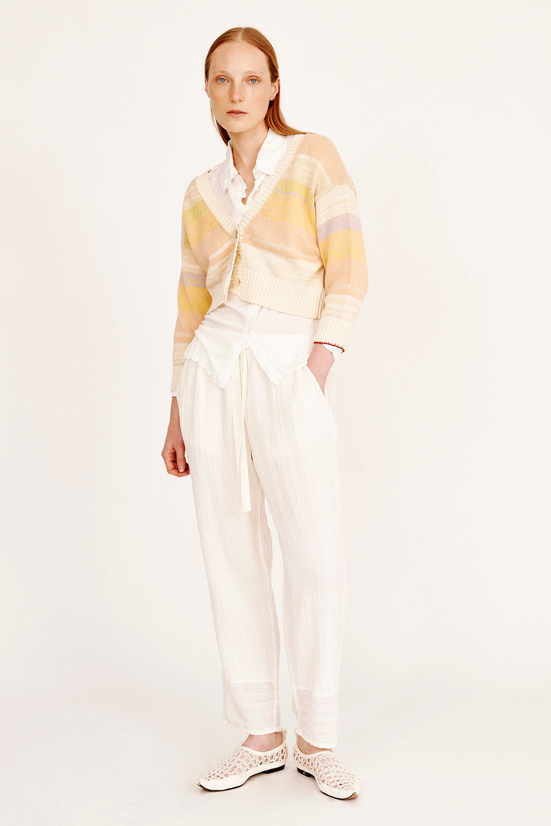 Cotton Cashmere Yellows Gower Cardigan RA-SWEATER PREFALL'24   