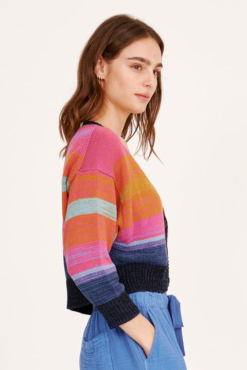 Cotton Cashmere Blues Gower Cardigan RA-SWEATER PREFALL'24      View 3 