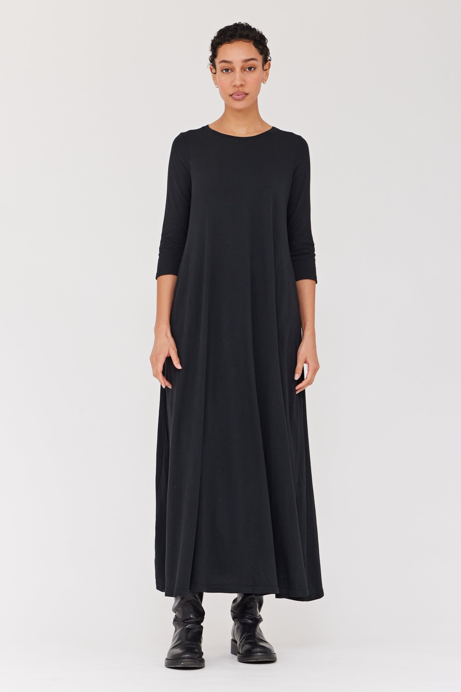 Long Sleeve Jersey Maxi Dress in Black - Roman Originals UK