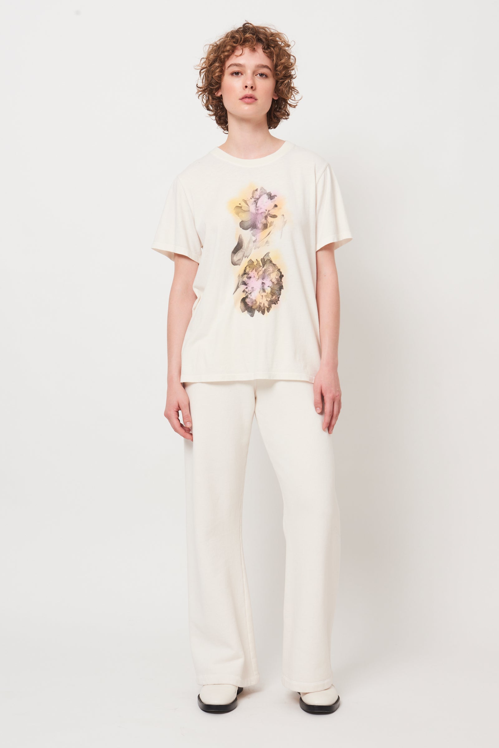 Cream Flower Scan Screen Print Betty T-Shirt RA-TOP/JERSEY ARCHIVE-FALL1'23   