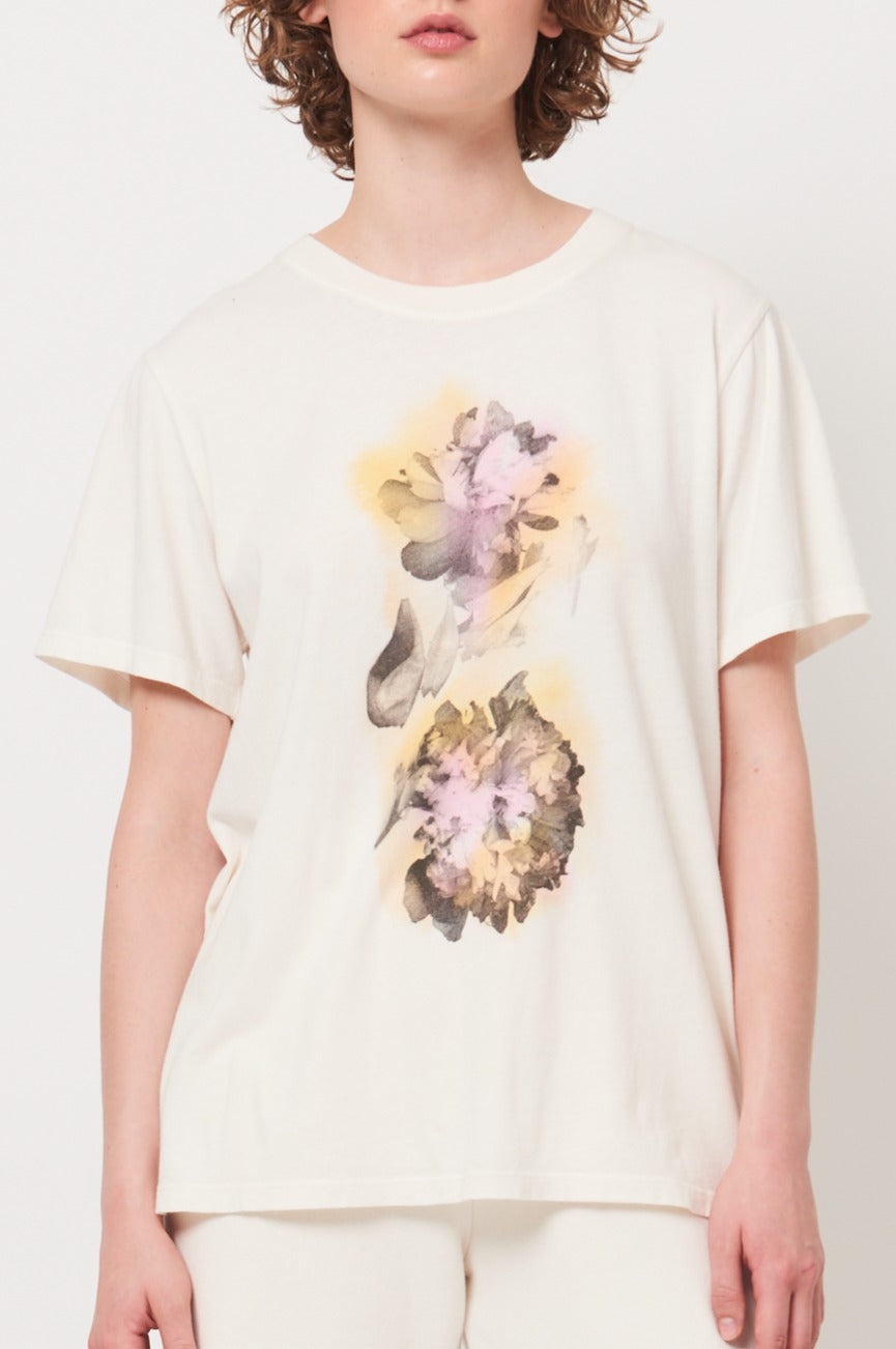 Cream Flower Scan Screen Print Betty T-Shirt RA-TOP/JERSEY ARCHIVE-FALL1'23   