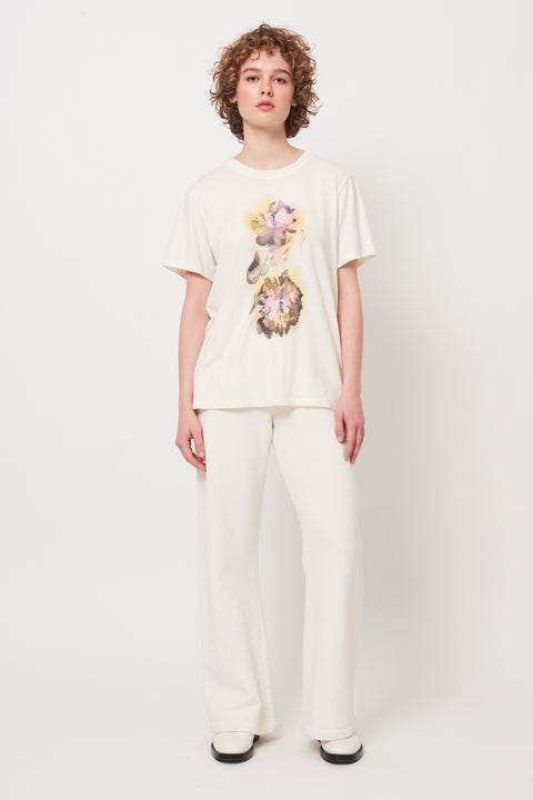 Cream Flower Scan Screen Print Betty T-Shirt RA-TOP/JERSEY ARCHIVE-FALL1'23      View 1 