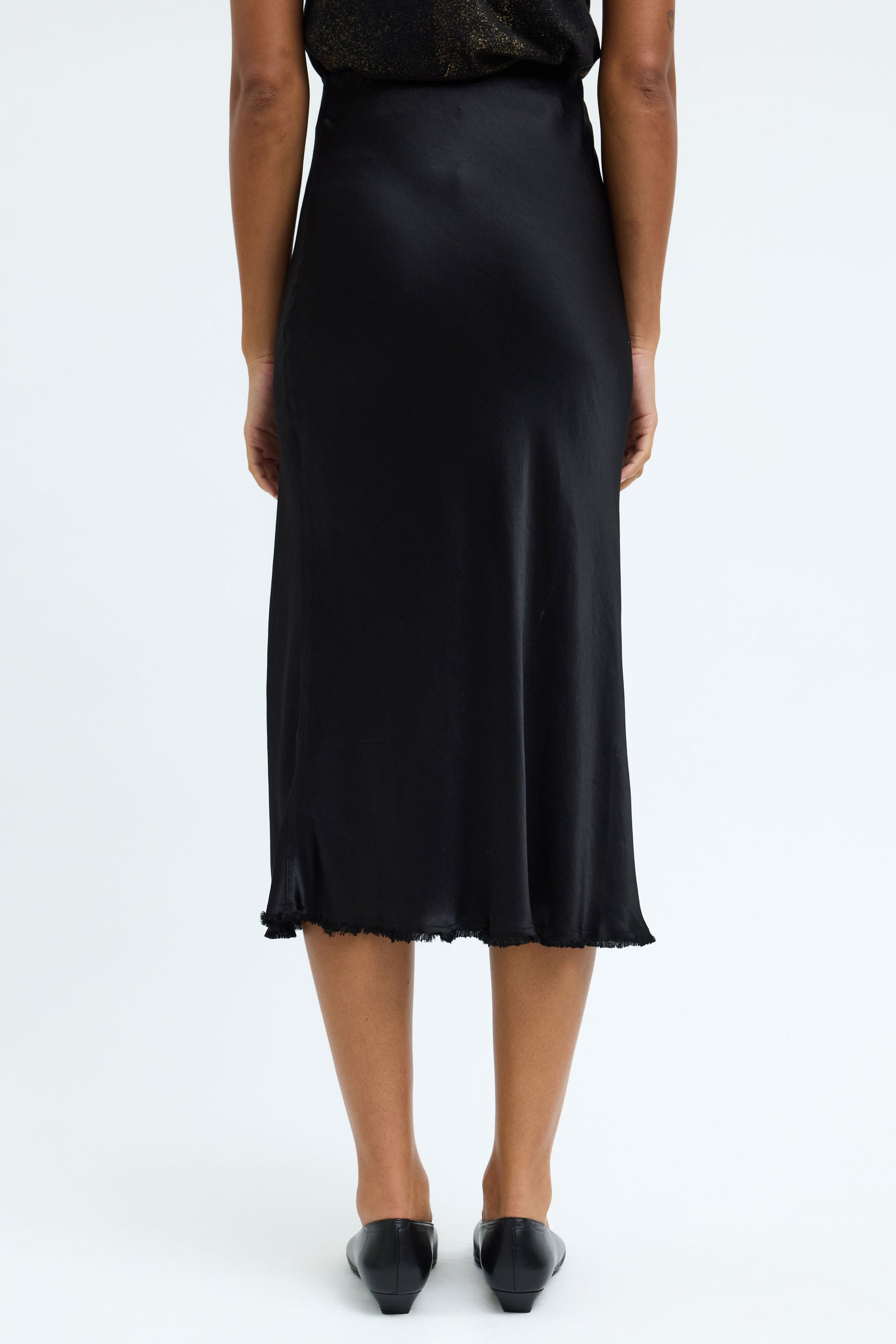 Pebble Satin Black Tinsley Bias Skirt