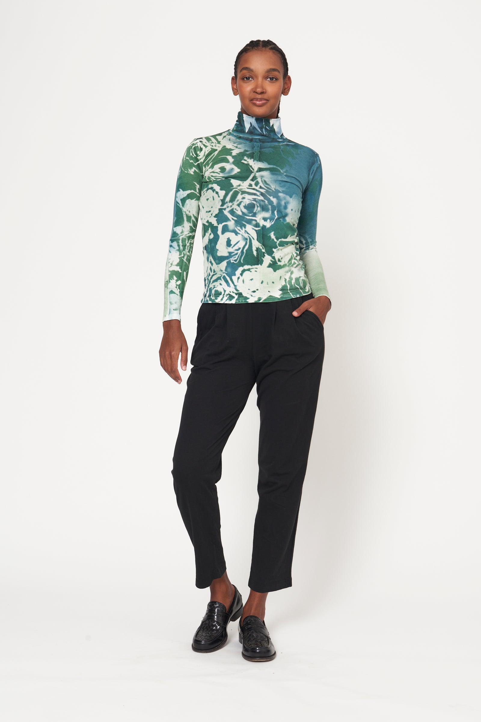 Teal Army Rose Treatment Faye Turtleneck