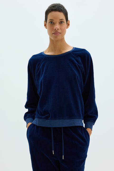 Velour Navy Muse Sweatshirt