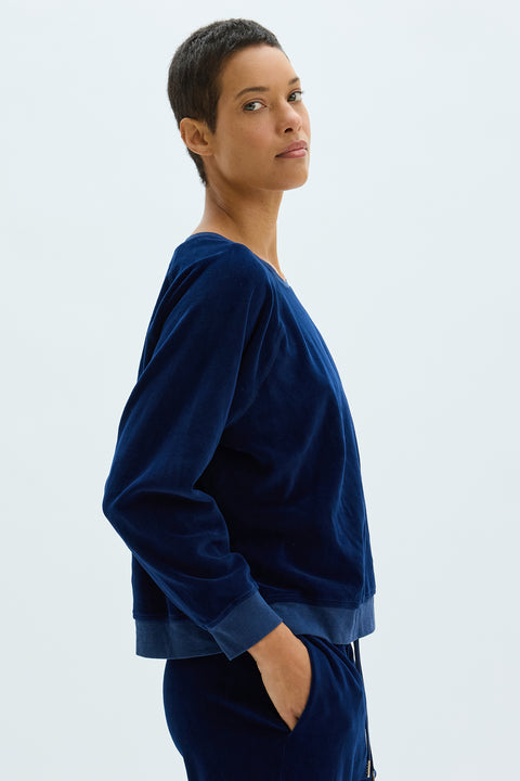 Velour Navy Muse Sweatshirt