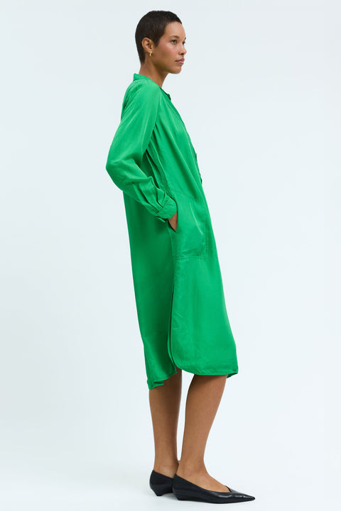 Silk Electric Green Tuxedo Dress View 2