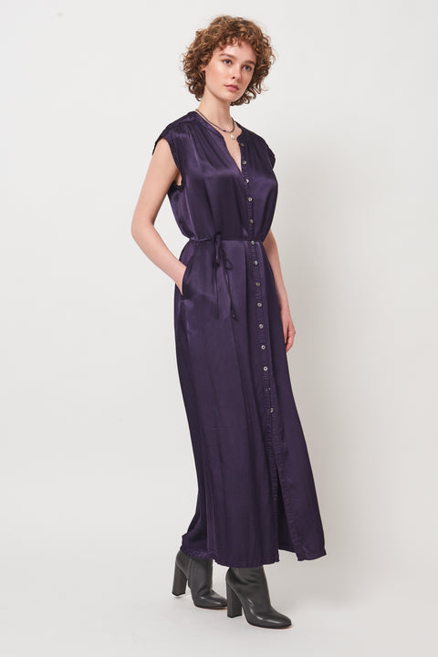 Dark Eggplant Violet Maxi Dress RA- DRESS ARCHIVE-FALL1'23      View 3 