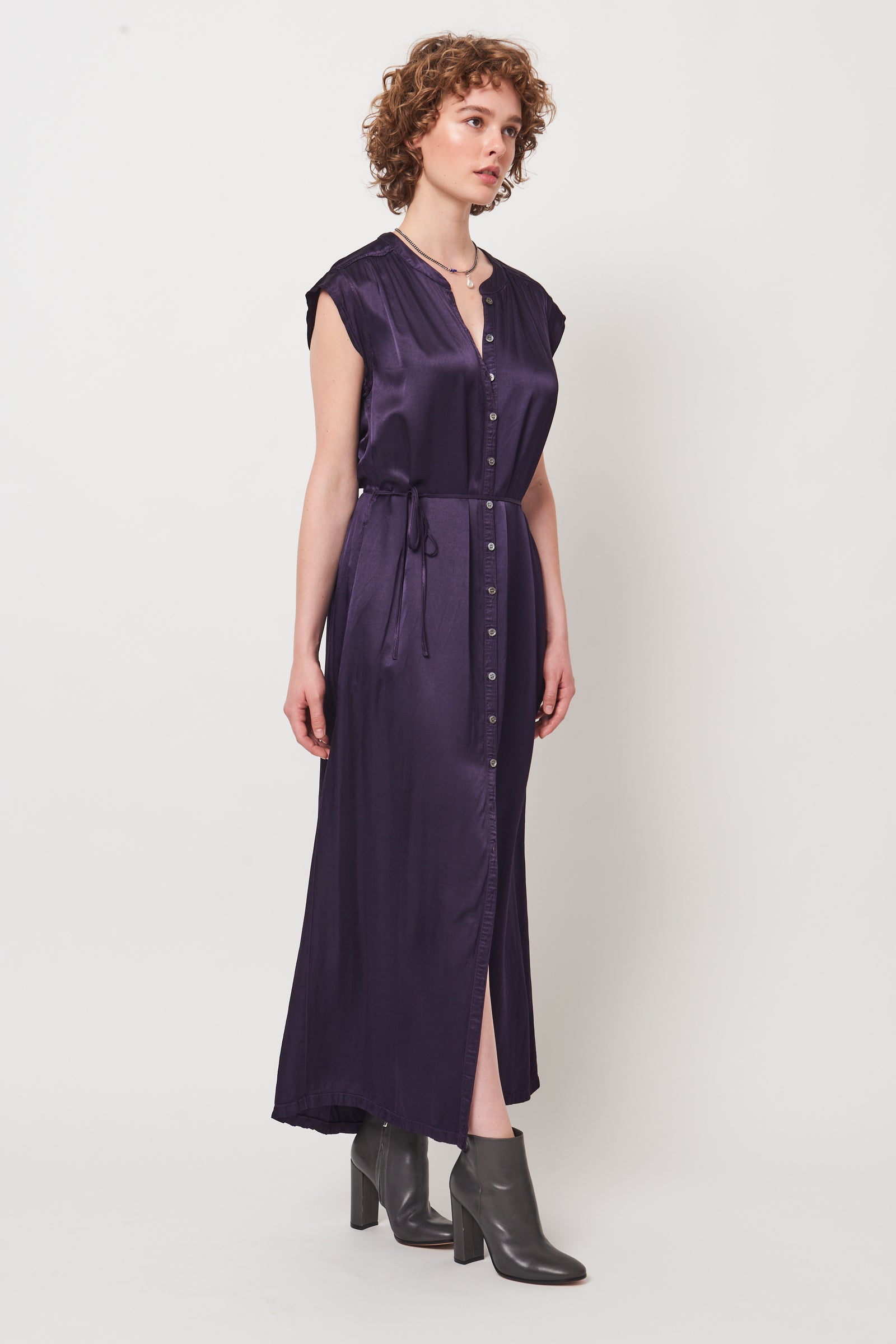 Dark Eggplant Violet Maxi Dress RA- DRESS ARCHIVE-FALL1'23   