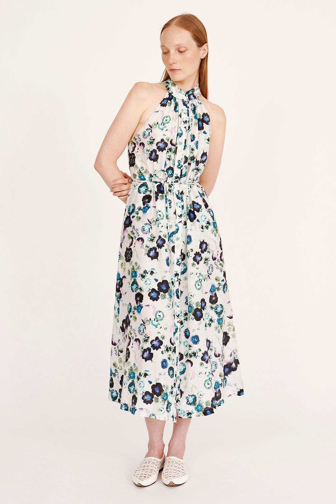 Floral halter midi dress best sale