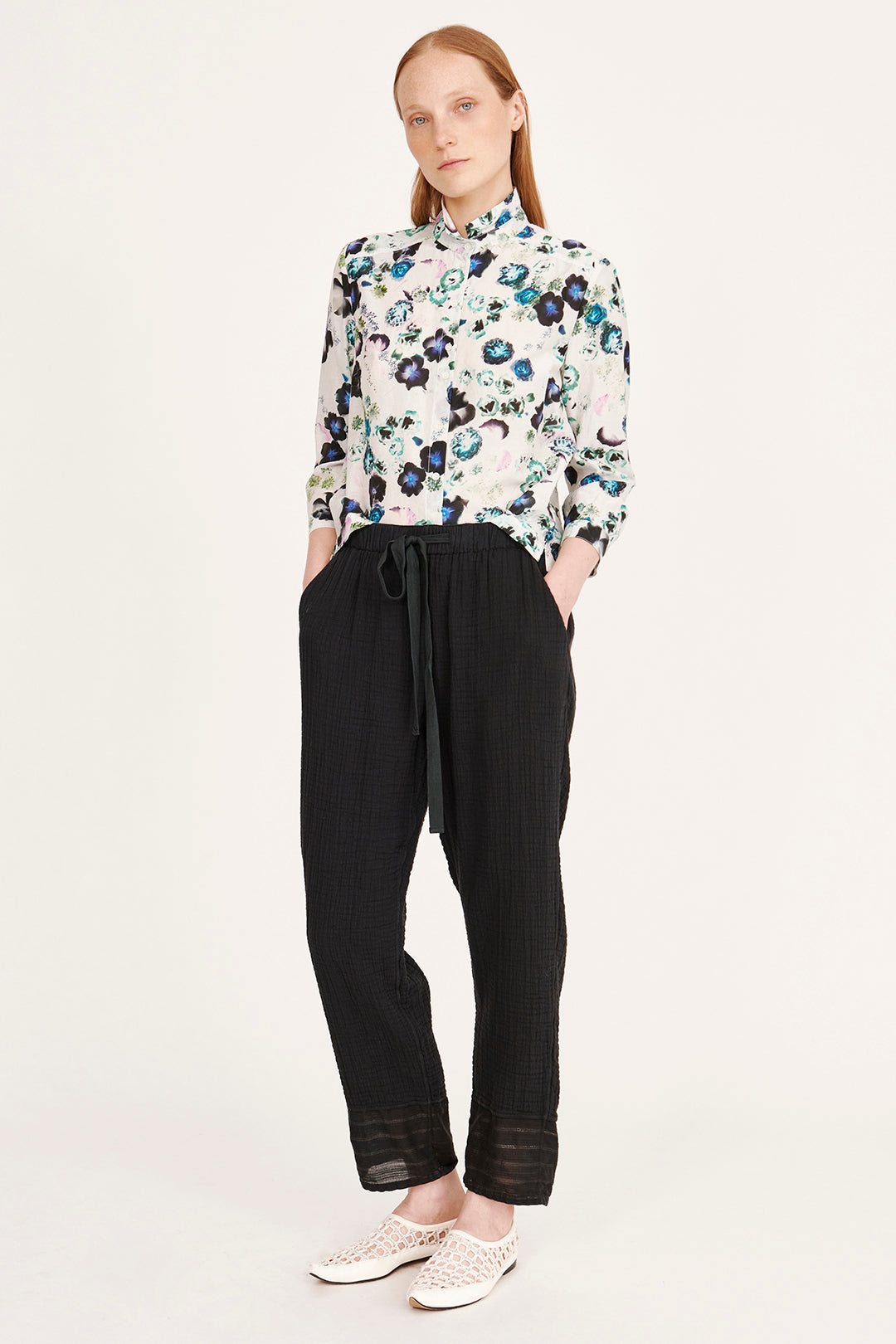 Silk Voile White Floral Rodeo Blouse RA-TOP PREFALL'24   