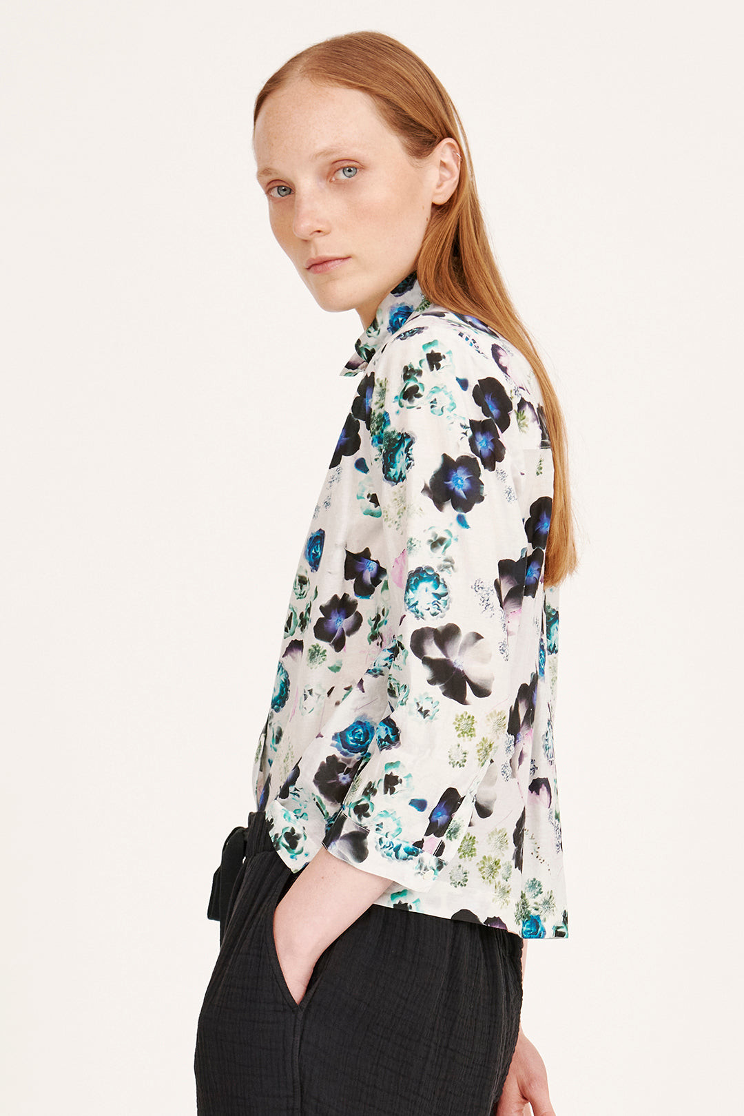 Silk Voile White Floral Rodeo Blouse RA-TOP PREFALL'24   