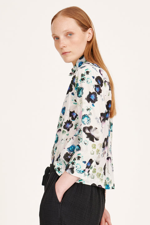 Silk Voile White Floral Rodeo Blouse RA-TOP PREFALL'24    View 3