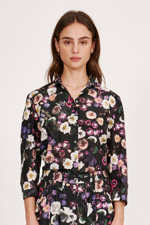 Silk Voile Black Floral Rodeo Blouse RA-TOP PREFALL'24      View 2 