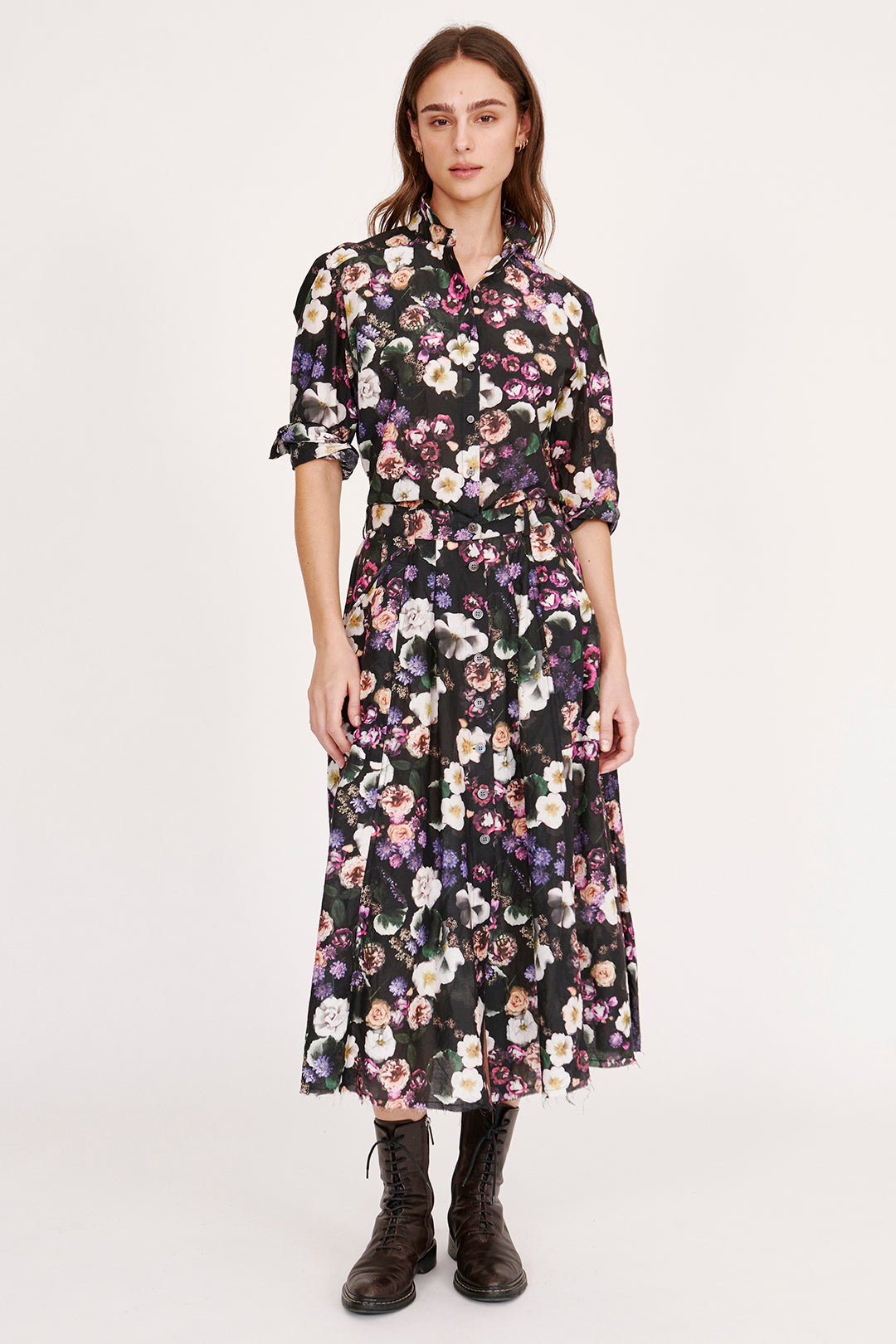 Silk Voile Black Floral Rodeo Blouse RA-TOP PREFALL'24   