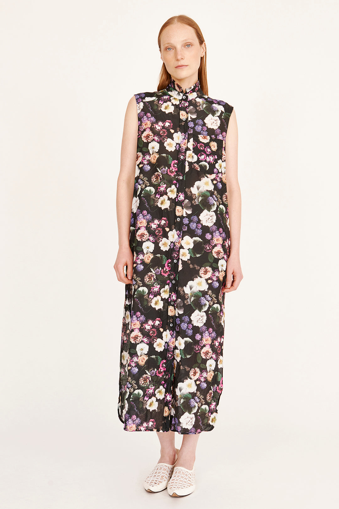 Silk Voile Black Floral Highland Dress RA-DRESS PREFALL'24   