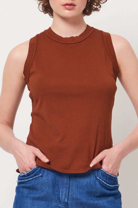 Cognac Leigh Tank Top RA-TOP/JERSEY ARCHIVE-FALL1'23      View 2 