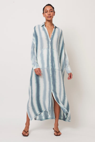 Steel Blue Stripe Caftan Shirt – Raquel Allegra