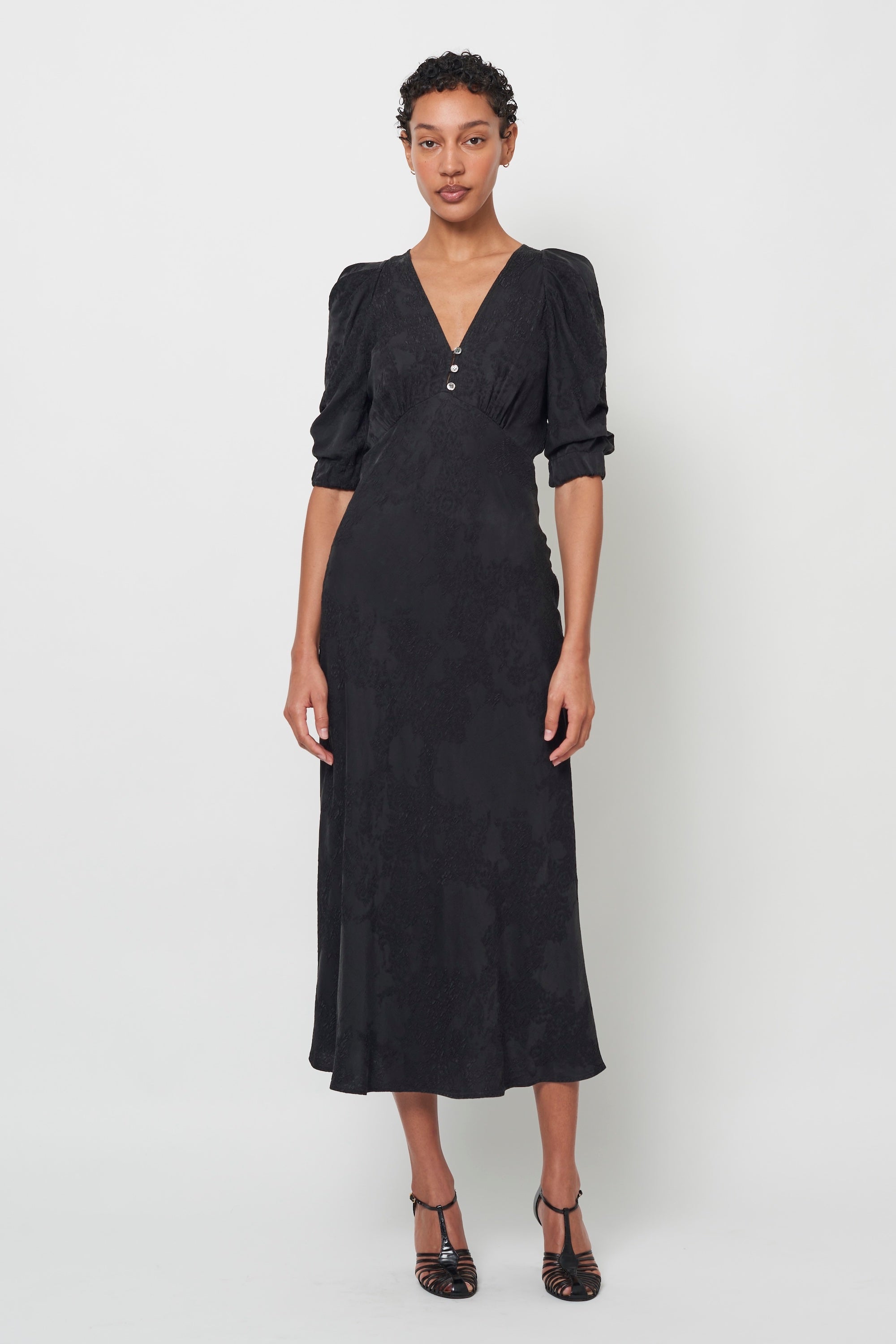 Silk Jacquard Black Greta Dress