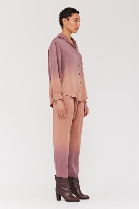 Silk Charmeuse Rosewood Honey Elle Shirt RA-TOP ARCHIVE-PRESPRING'24      View 3 