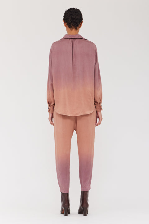Silk Charmeuse Rosewood Honey Elle Shirt RA-TOP ARCHIVE-PRESPRING'24      View 4 