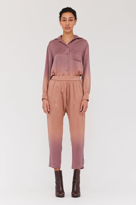 Silk Charmeuse Rosewood Honey Elle Shirt RA-TOP ARCHIVE-PRESPRING'24      View 1 