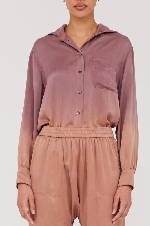 Silk Charmeuse Rosewood Honey Elle Shirt RA-TOP ARCHIVE-PRESPRING'24      View 2 