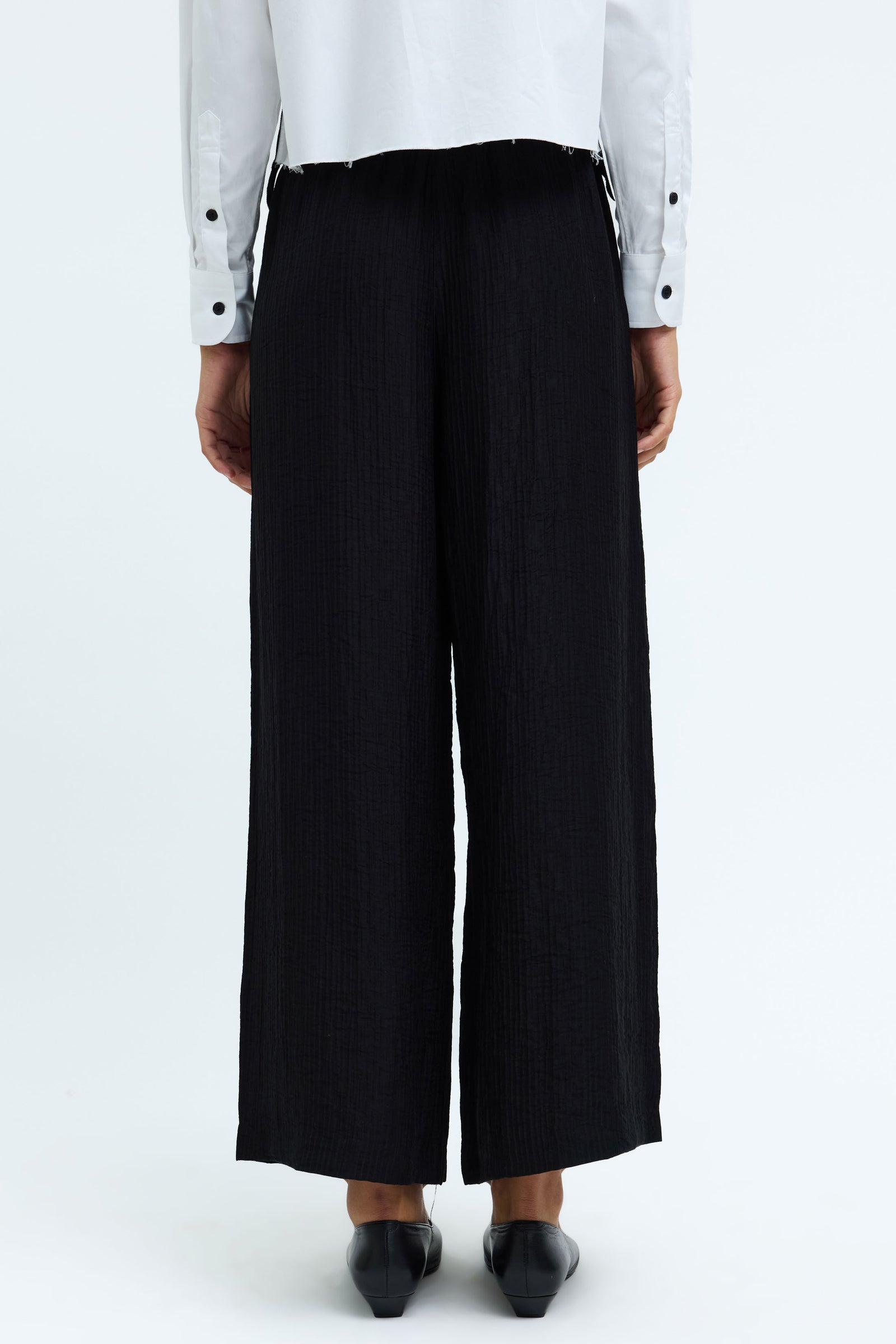 Crinkle Satin Black Broadway Pant