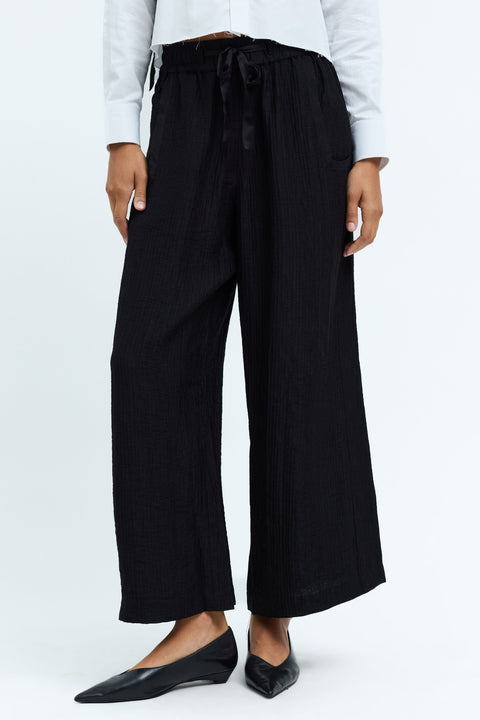 Crinkle Satin Black Broadway Pant View 1