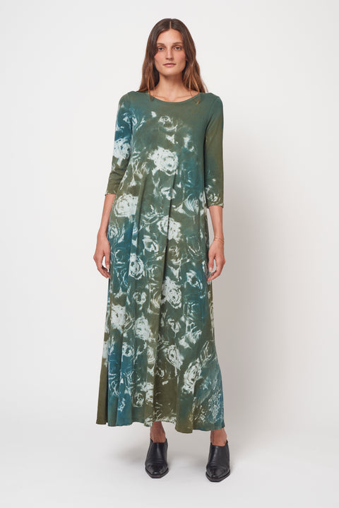 Teal Army Rose Treatment Drama Maxi Dress RA-DRESS/JERSEY ARCHIVE-FALL2'23      View 1 