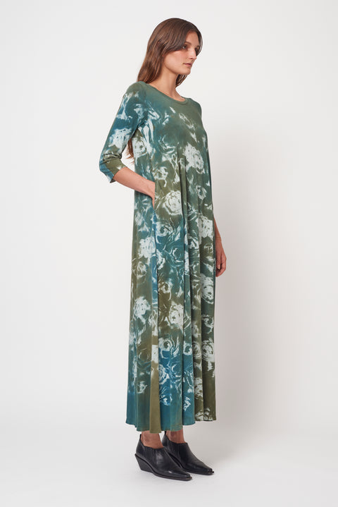 Teal Army Rose Treatment Drama Maxi Dress RA-DRESS/JERSEY ARCHIVE-FALL2'23      View 3 