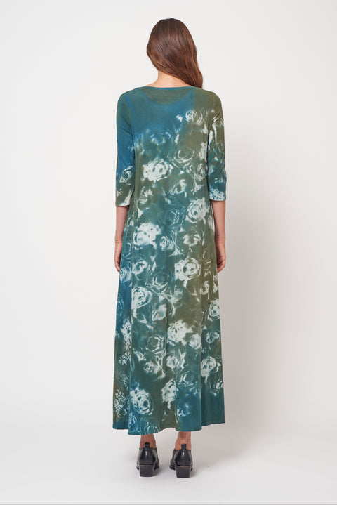 Teal Army Rose Treatment Drama Maxi Dress RA-DRESS/JERSEY ARCHIVE-FALL2'23      View 4 
