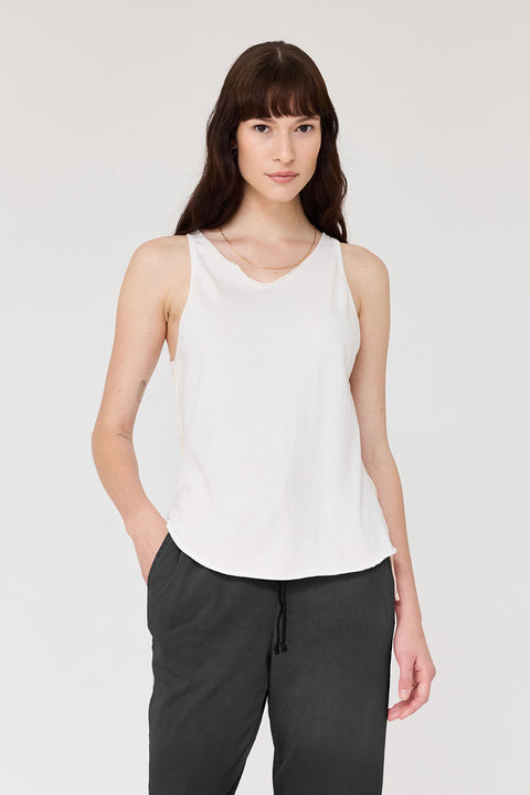LATE Washed White Beverly Tank RA-TOP PREFALL'24      View 2 