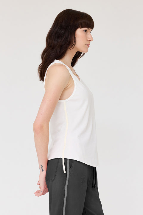 LATE Washed White Beverly Tank RA-TOP PREFALL'24      View 3 