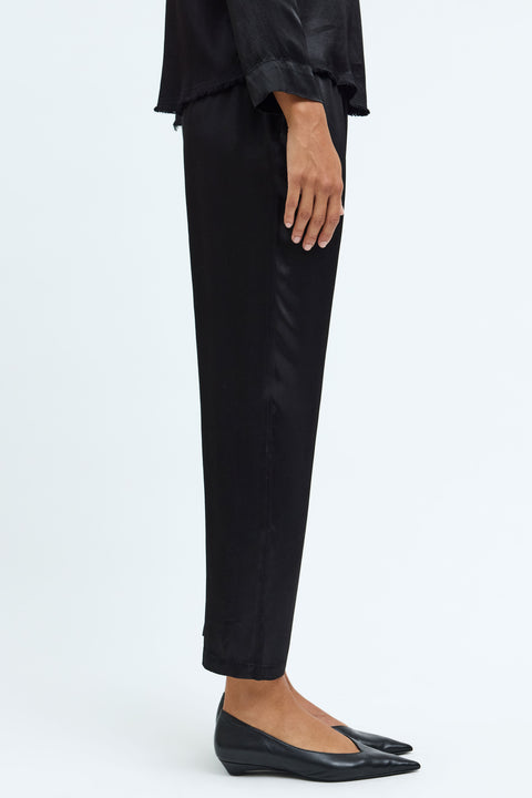 Pebble Satin Black Fez Pant