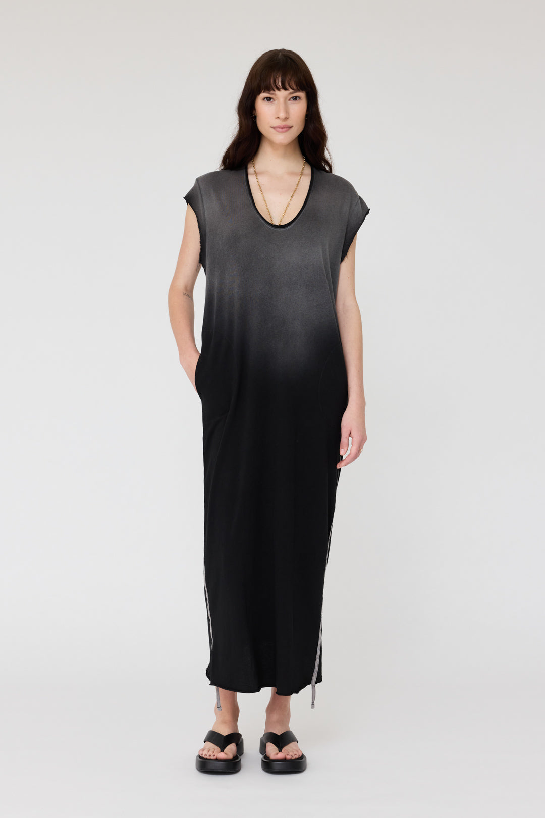 Faded Black Cocoon Maxi Dress RA-DRESS PREFALL'24   
