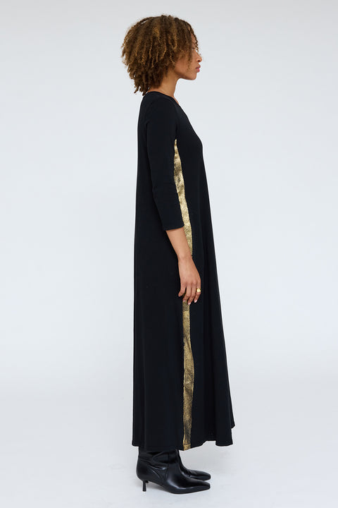 Black Gold Stripe Drama Maxi