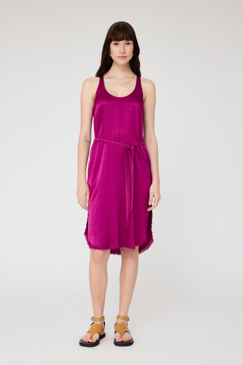 Pebble Satin Magenta Effie Tank Dress