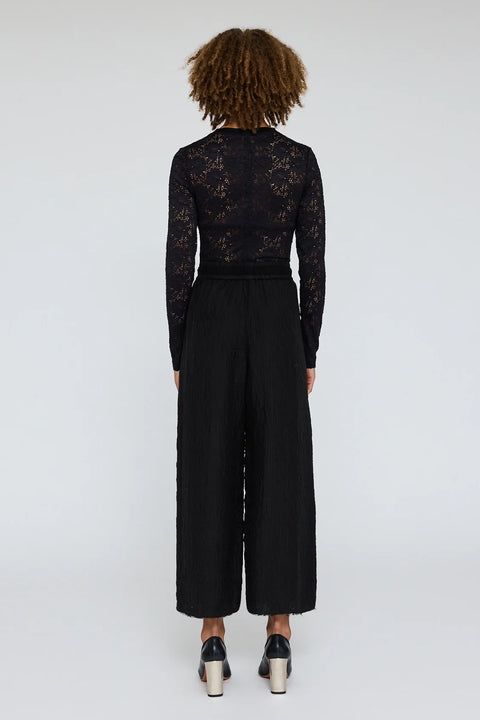 Crinkle Satin Black Broadway Pant