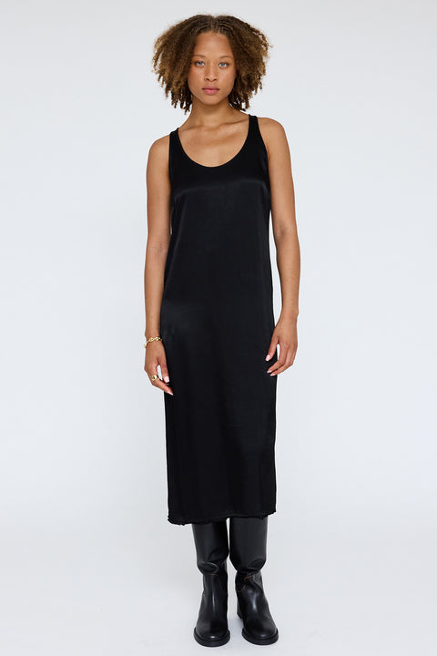 Pebble Satin Black Koda Midi Dres